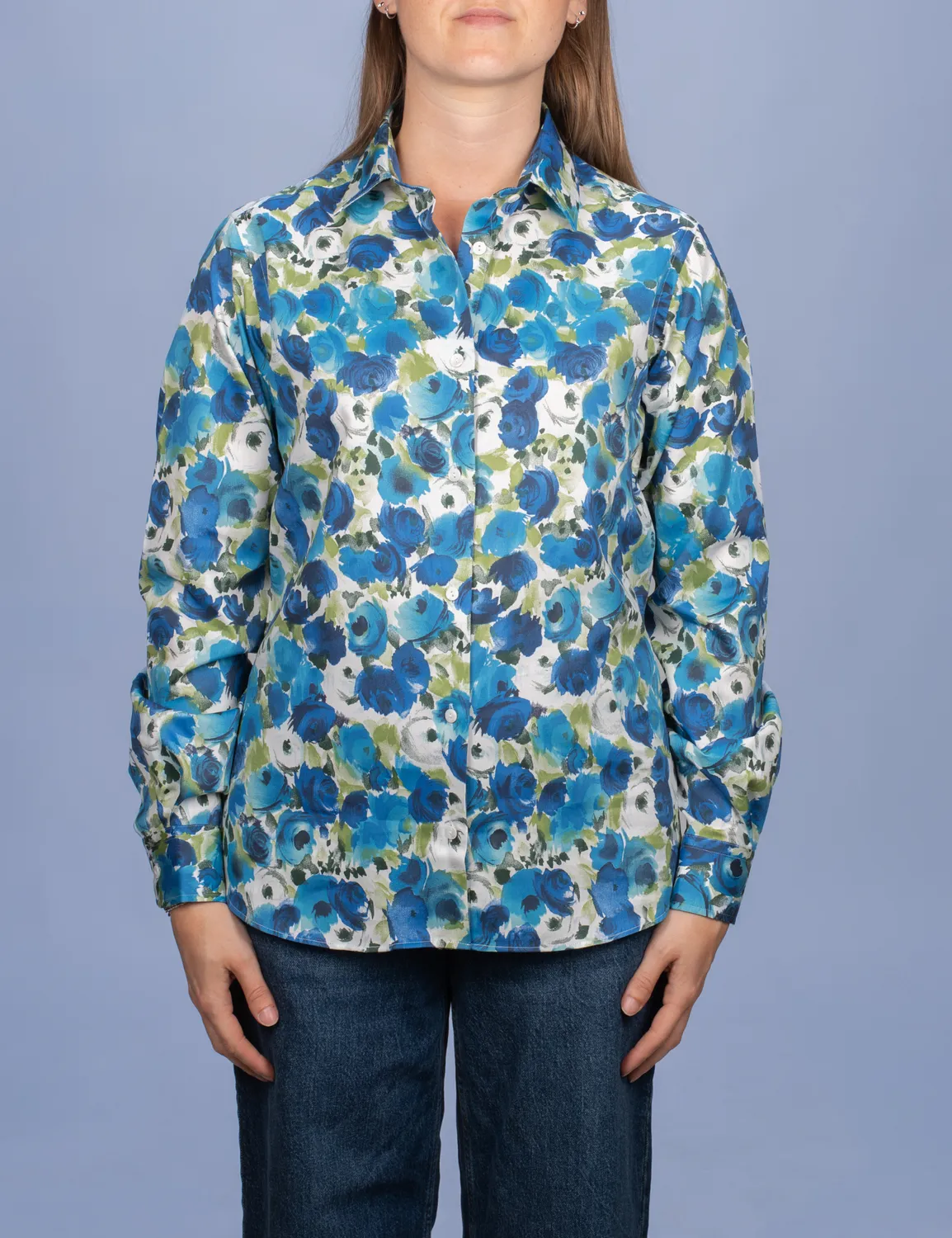 La Chemise Française Roseraie Bleue chemisier femme floral bleu