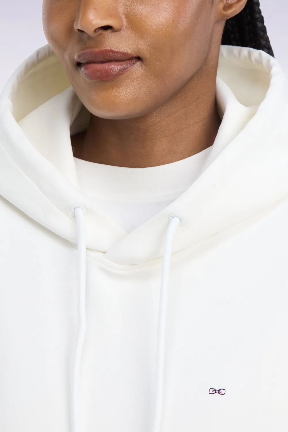 Eden Park Sweat capuche écru interlock coupe loose unisexe