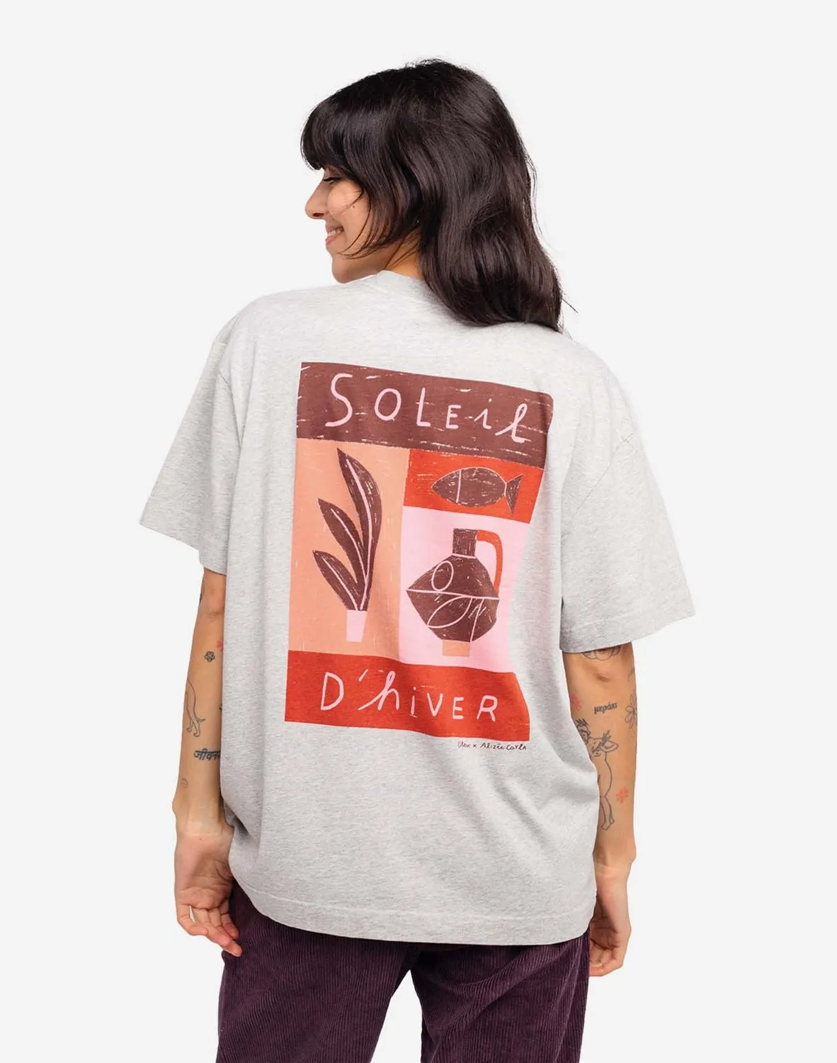 OLOW Soleil d'hiver t-shirt ample gris chiné coton bio