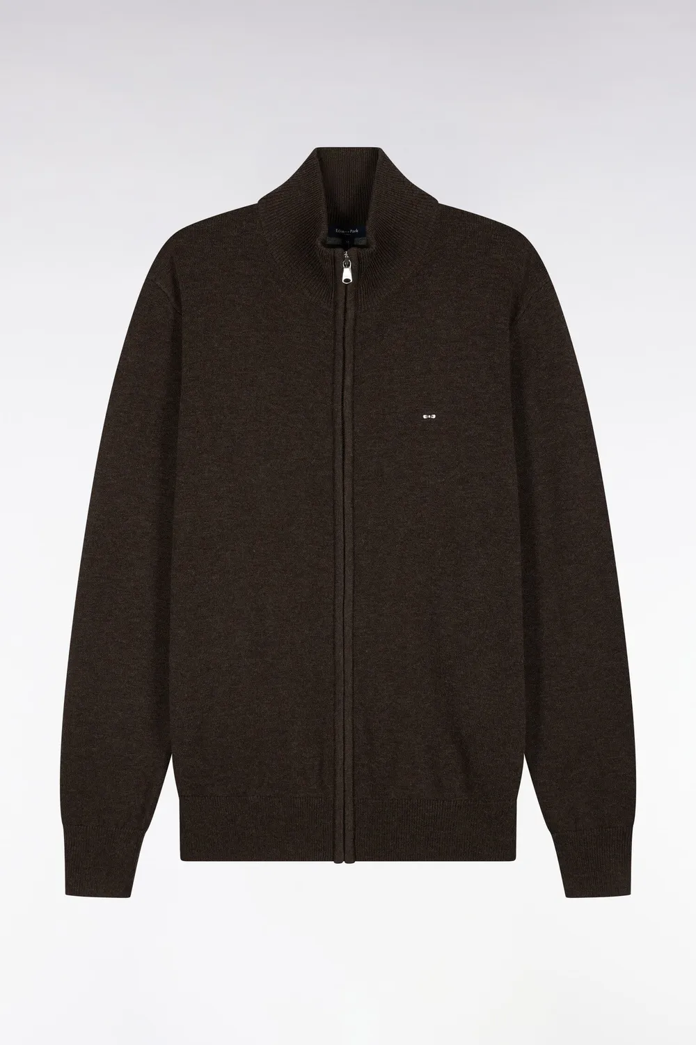 Eden Park cardigan zippé marron laine coton