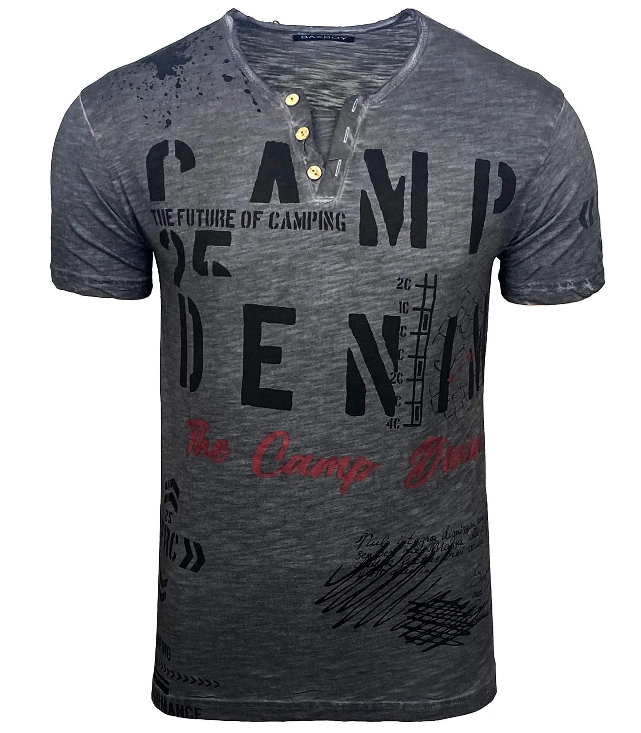 Subliminal Mode BX152 t-shirt col rond L bleu jean délavé