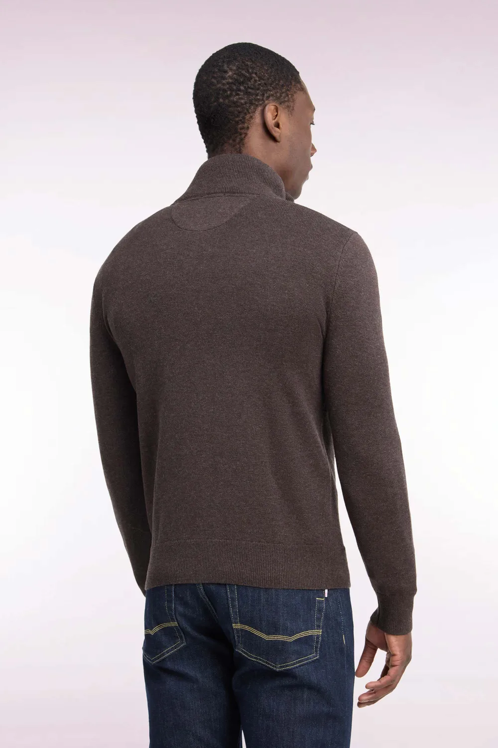 Eden Park pull camionneur marron laine et coton droit