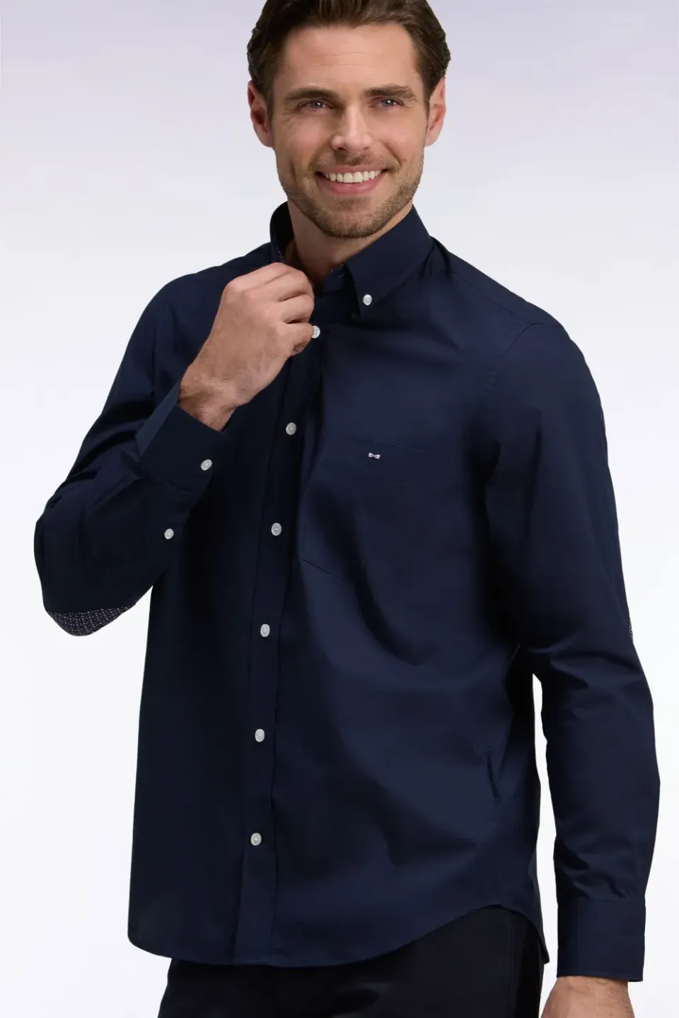 Eden Park chemise marine coton micromotifs homme droite