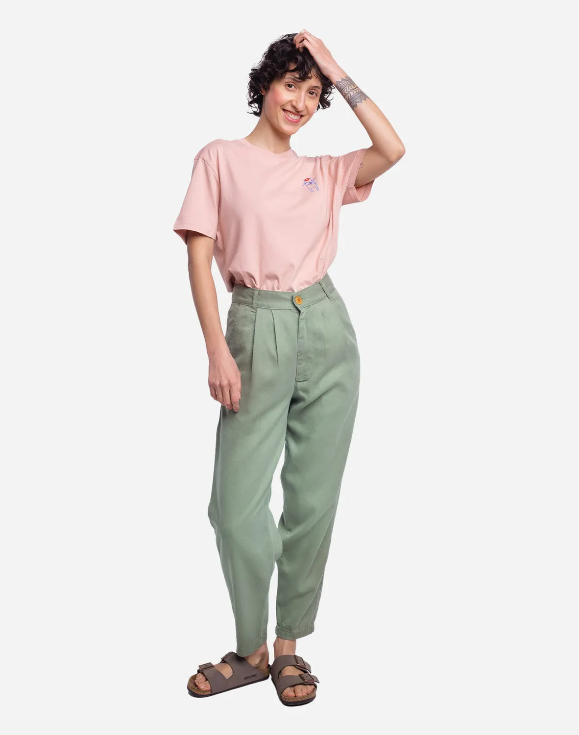 OLOW Swing pantalon vert sauge tencel fuselé