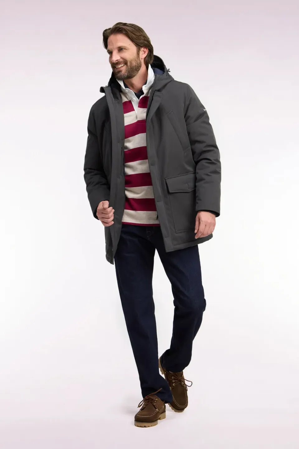 Eden Park parka boutonnée kaki manteau homme
