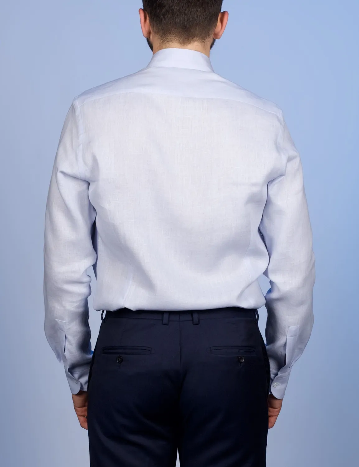 La Chemise Française Lin Normand chemise homme bleu ciel col souple