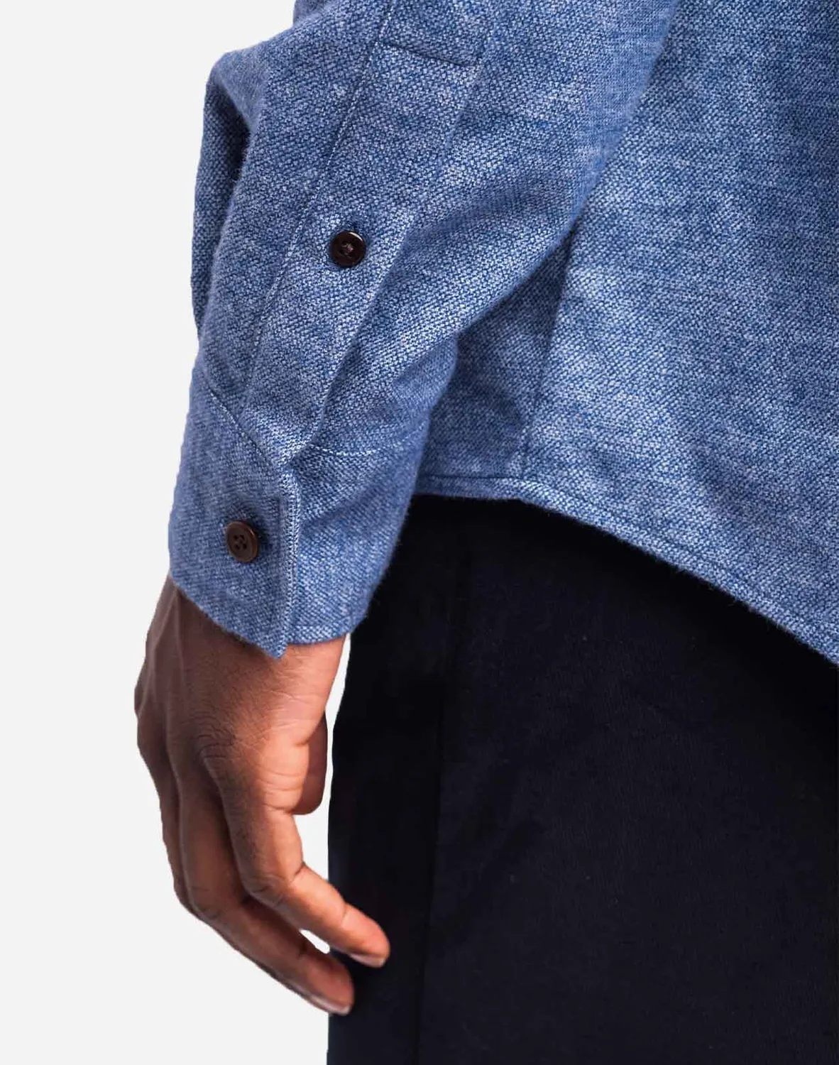 OLOW Classico Barneville chemise flanelle bleu chiné coton