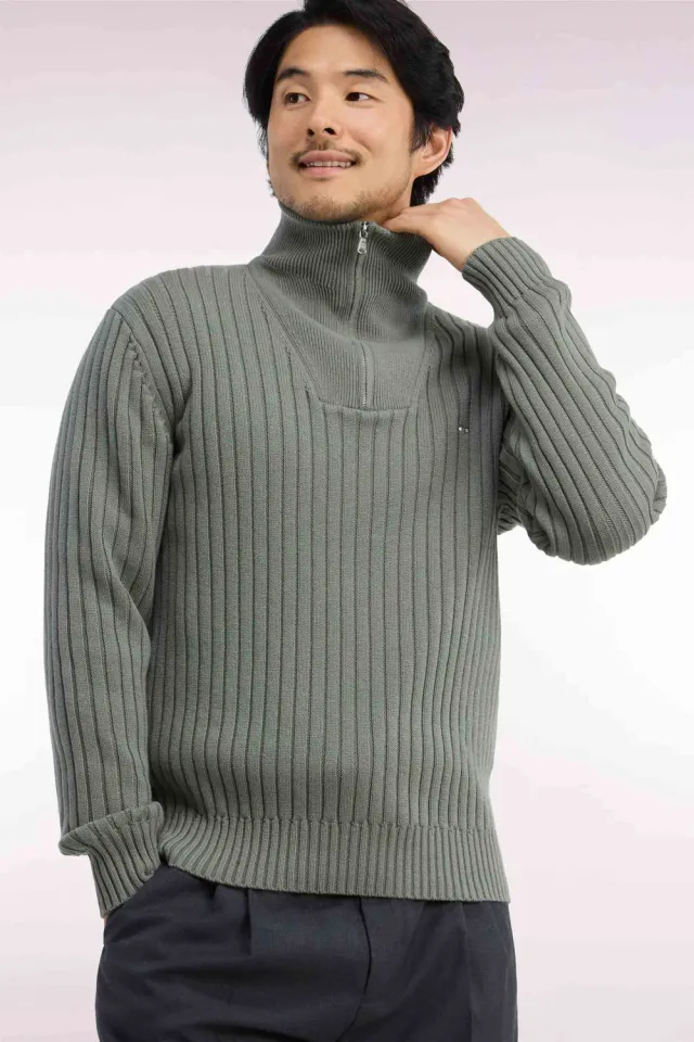 Eden Park pull camionneur laine vert olive droit