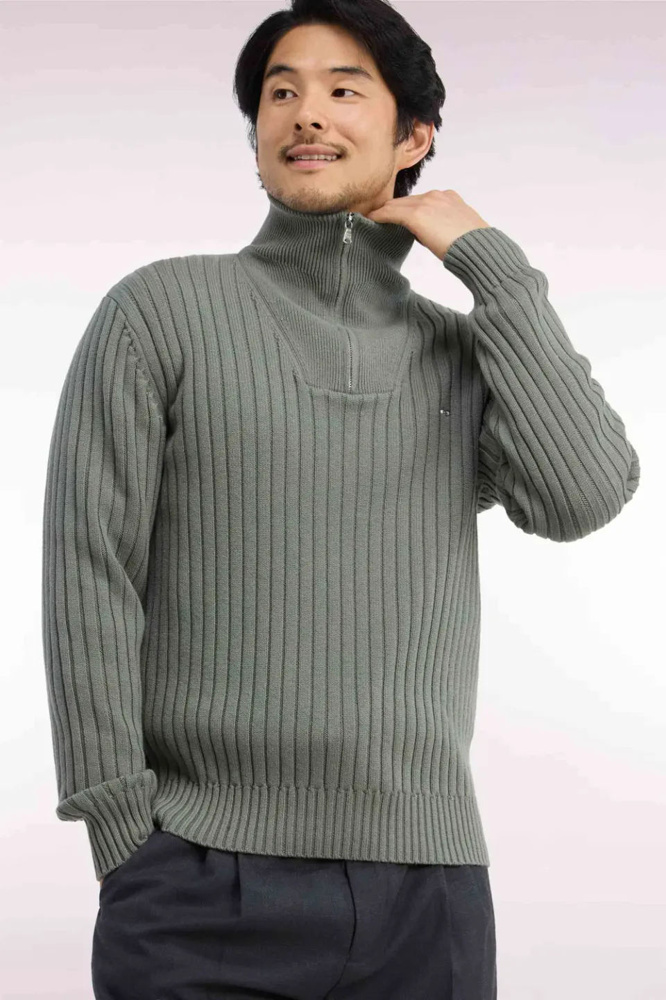Eden Park pull camionneur laine vert olive droit