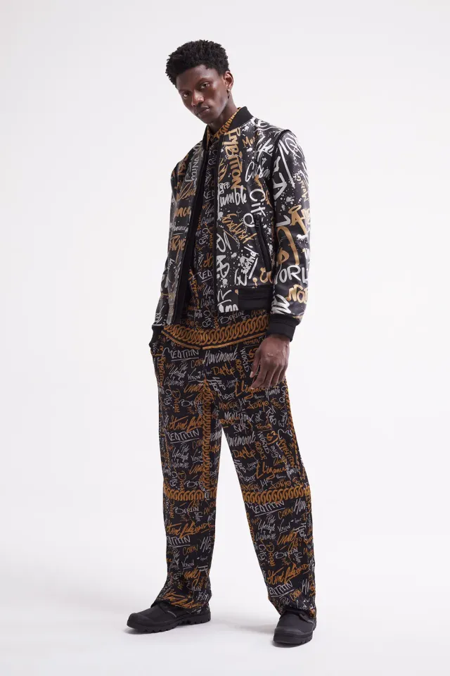 French Deal Move Graffiti pantalon satin soie