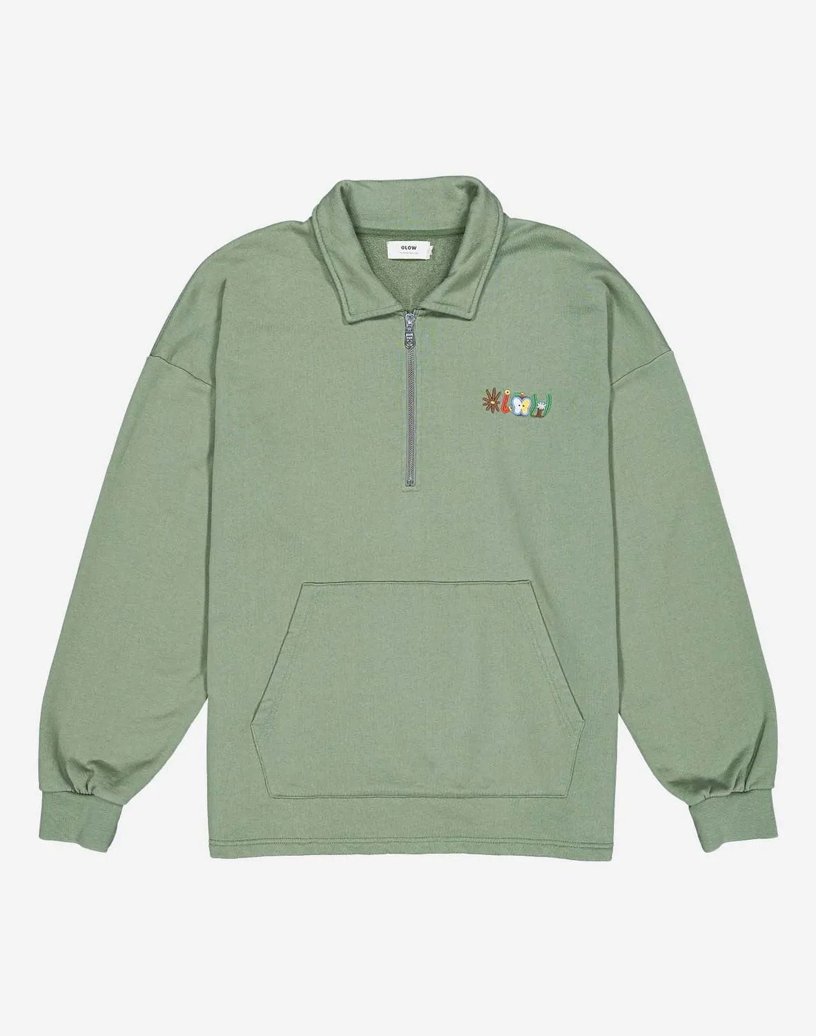 Olow Manso Pictures sweat vert sauge col polo