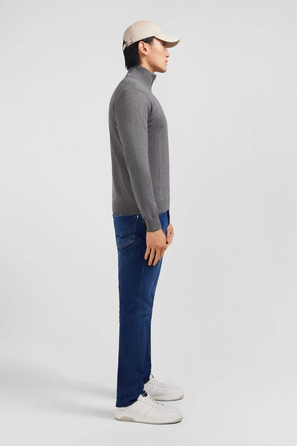 Eden Park pull gris col camionneur coton zippé