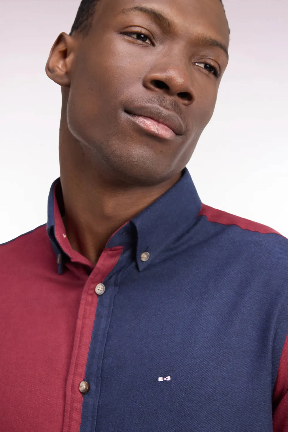 Eden Park Chemise Coton Marine Bordeaux Motif Cadrans Droite