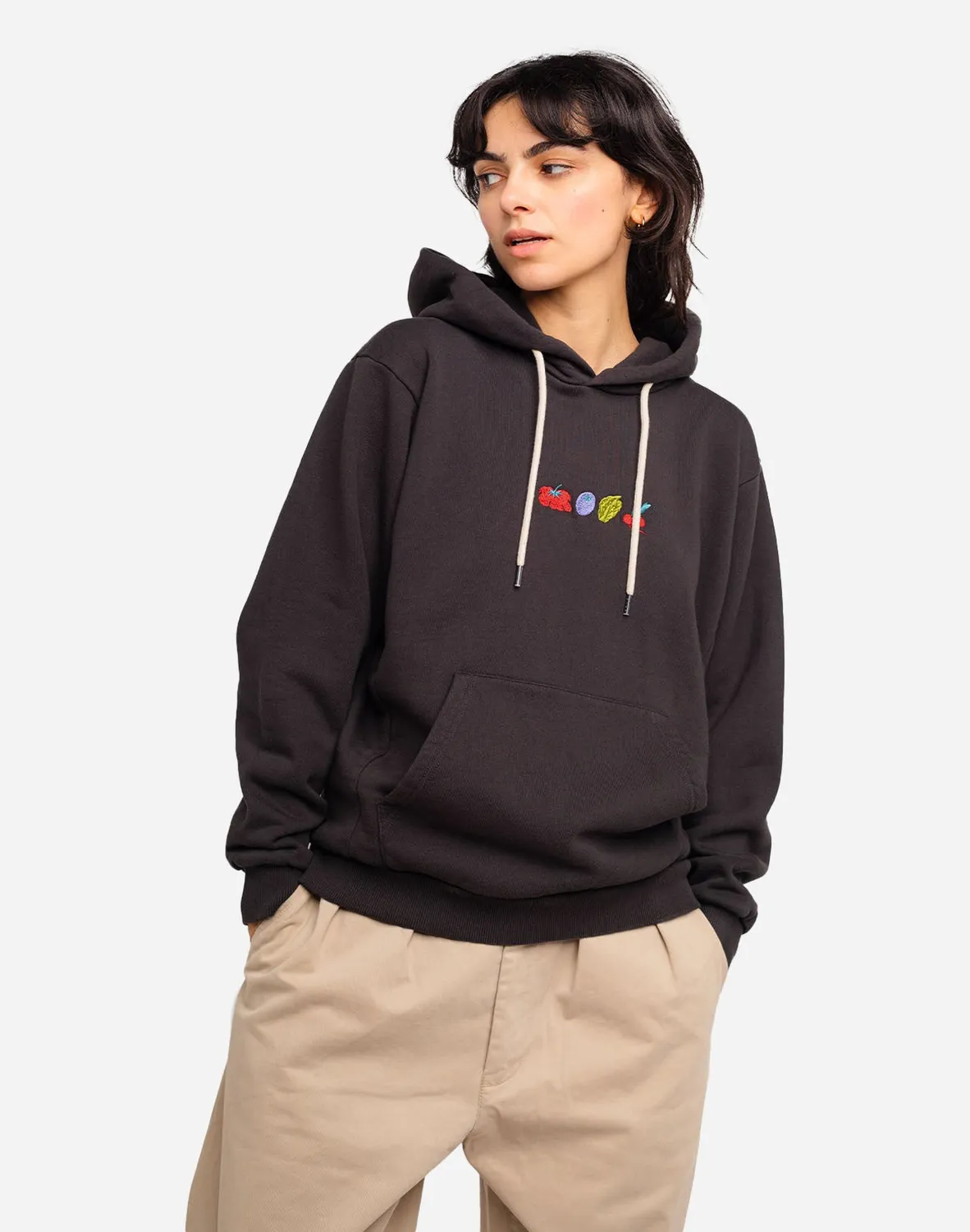 OLOW Hood vegetables hoodie noir carbone molleton bio