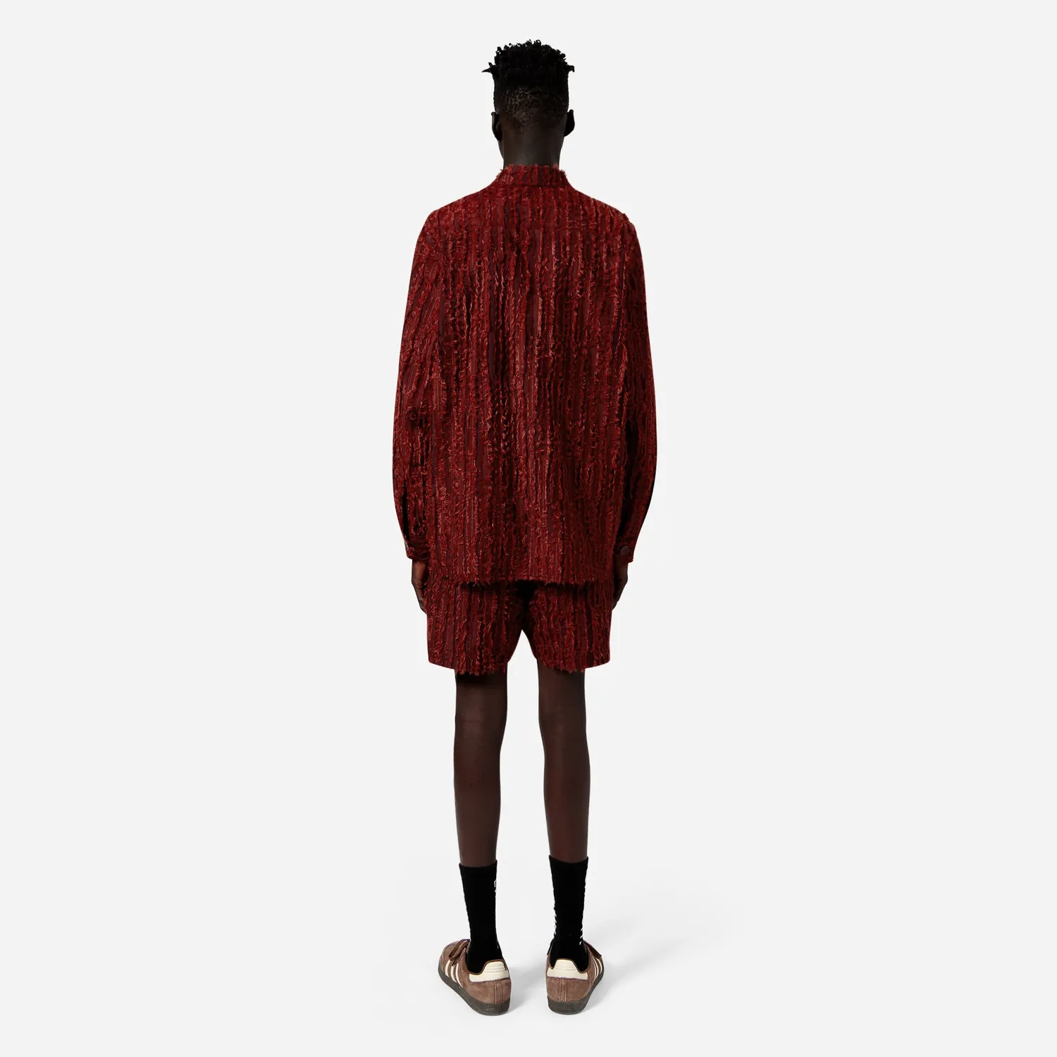 Labrum chemise homme bordeaux rayures effilochées