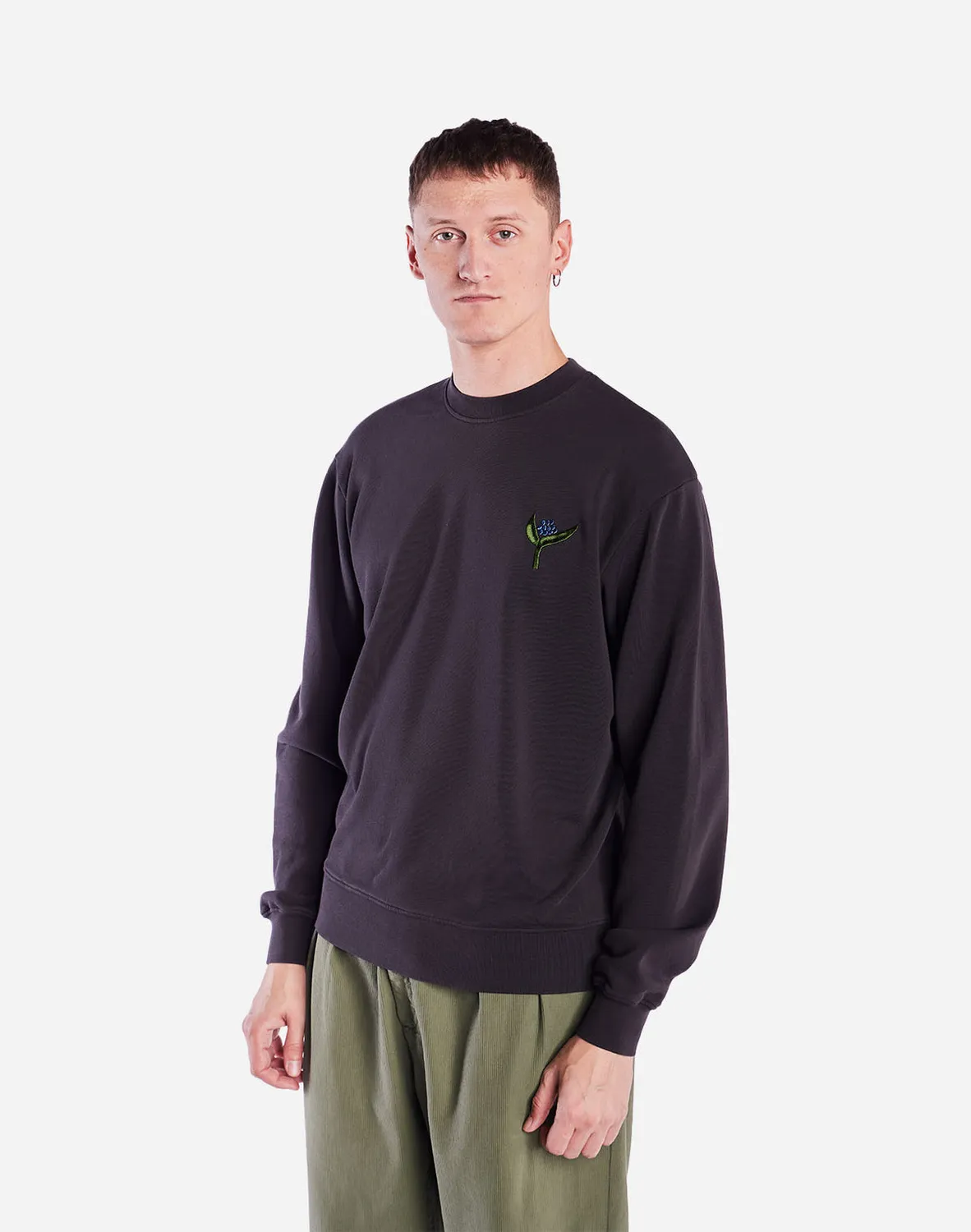 OLOW Flora sweat coton bio noir carbone floral