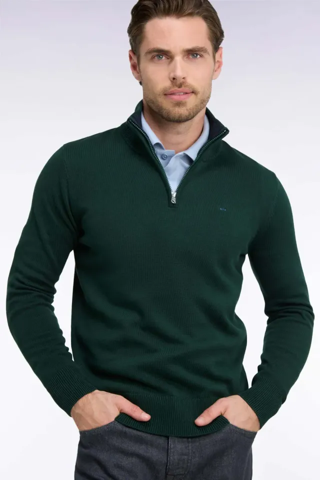 Eden Park pull col camionneur coton vert forêt regular
