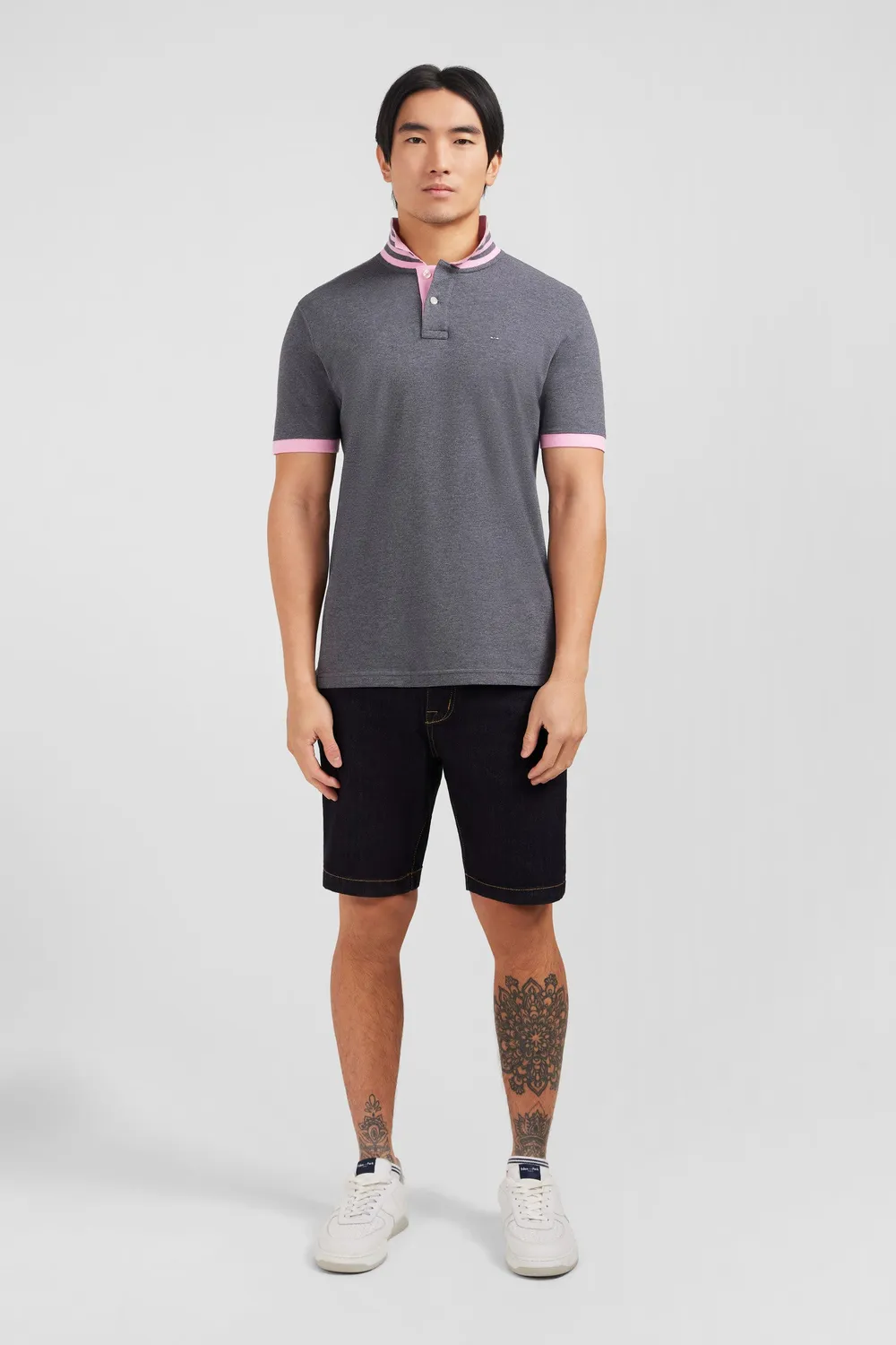 Eden Park polo gris coton pima manches courtes homme