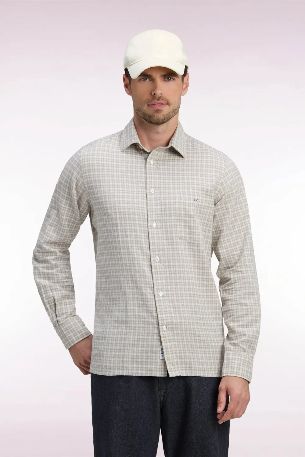 Eden Park Club Classique chemise coton carreaux écrue