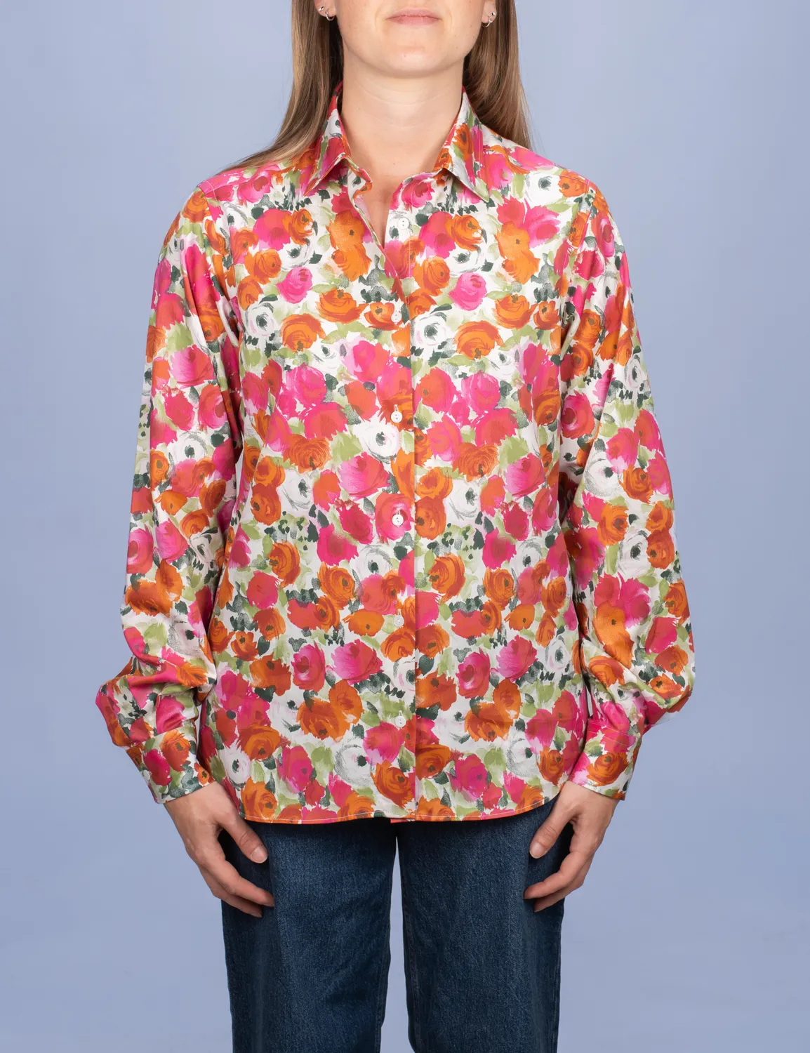 La Chemise Française Roseraie Rouge chemisier fleurs fond clair
