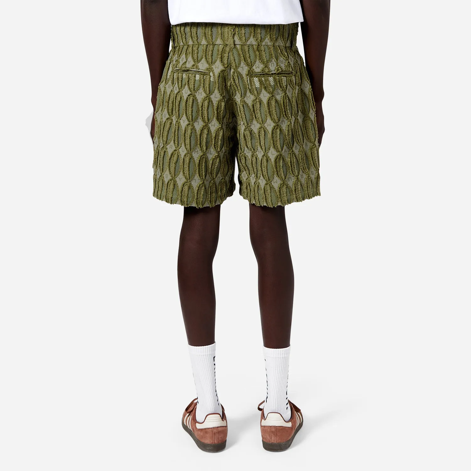 Labrum Monogram short homme vert jacquard frayé