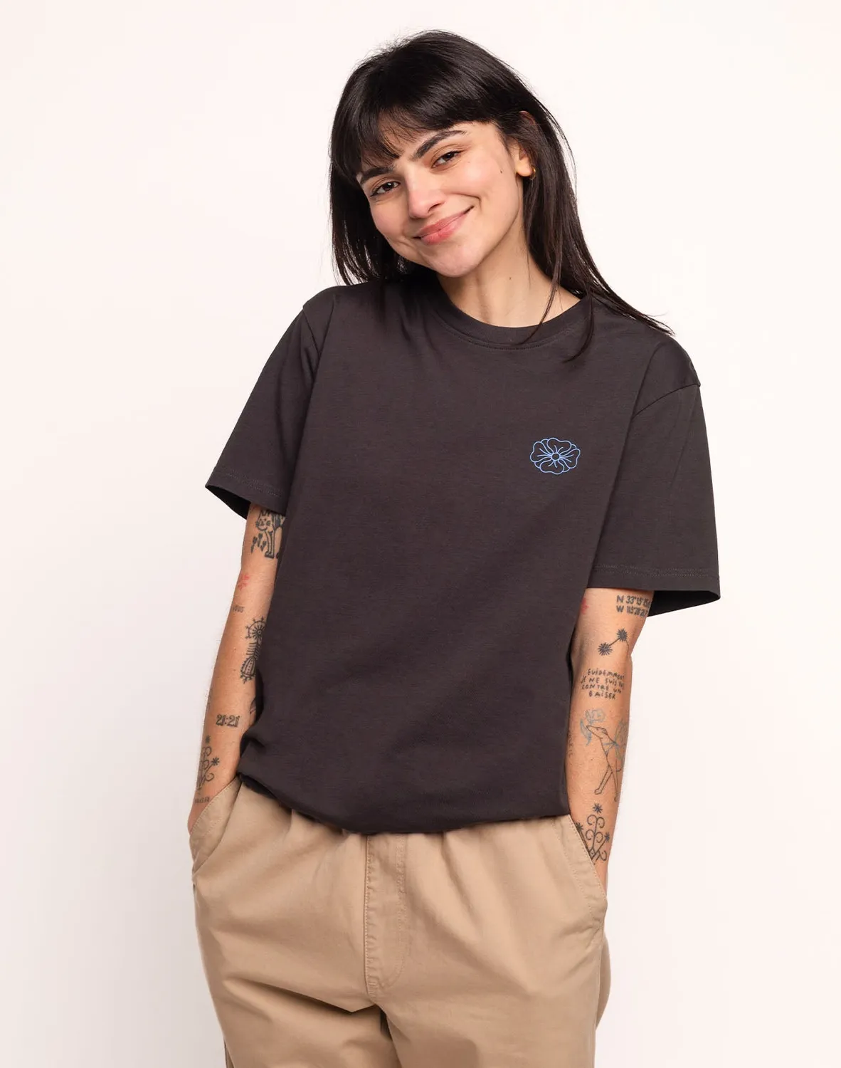 OLOW Awake T-shirt coton bio noir carbone col rond