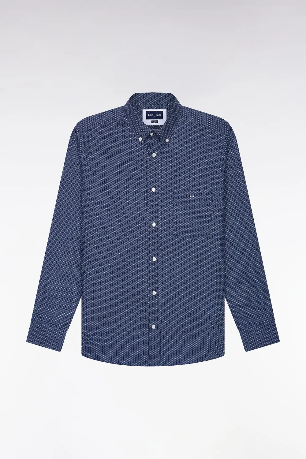 Eden Park chemise coton bleu micromotifs coupe droite