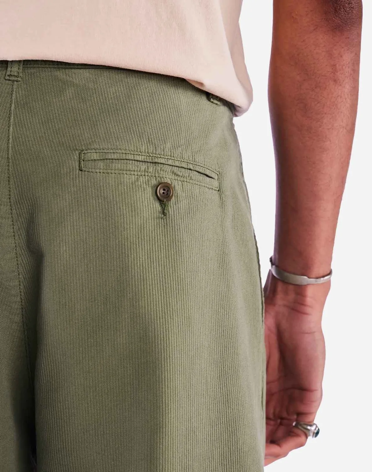 Olow Swing pantalon vert olive coton taille haute