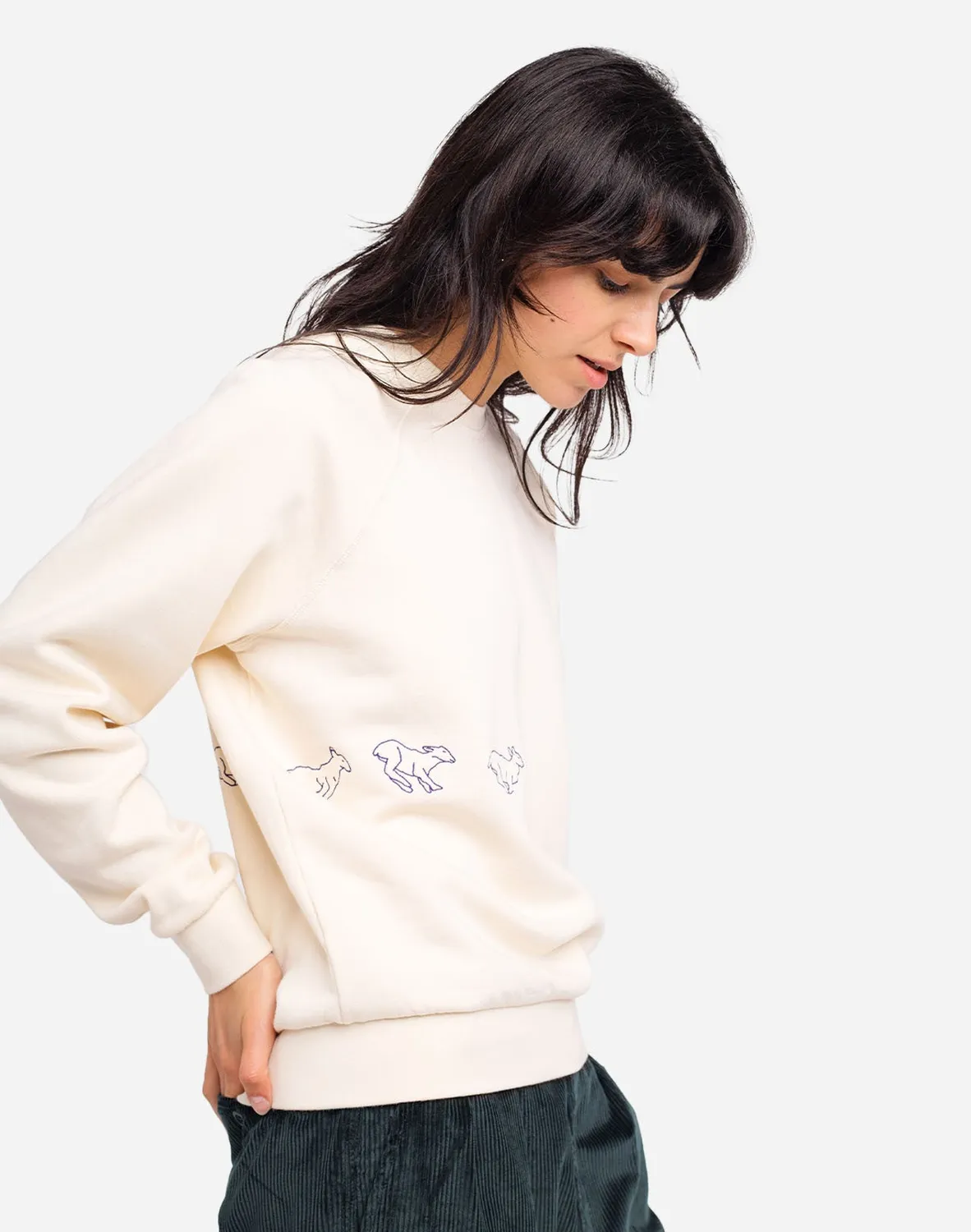 OLOW Run sweat ivoire coton bio brodé
