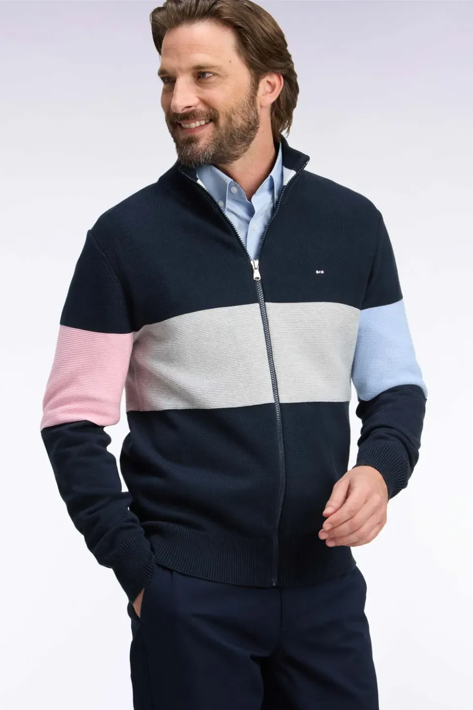 Eden Park Show Bizz cardigan zippé marine coton homme