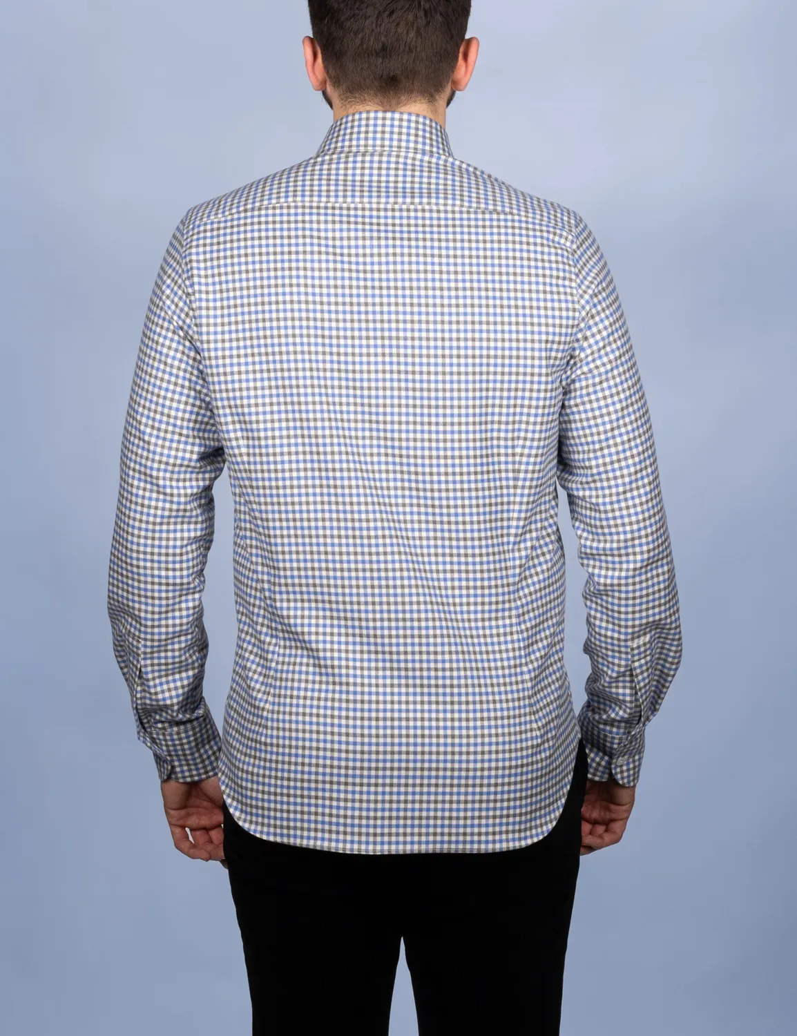 La Chemise Française Flanelle Carreaux chemise homme bleu gris