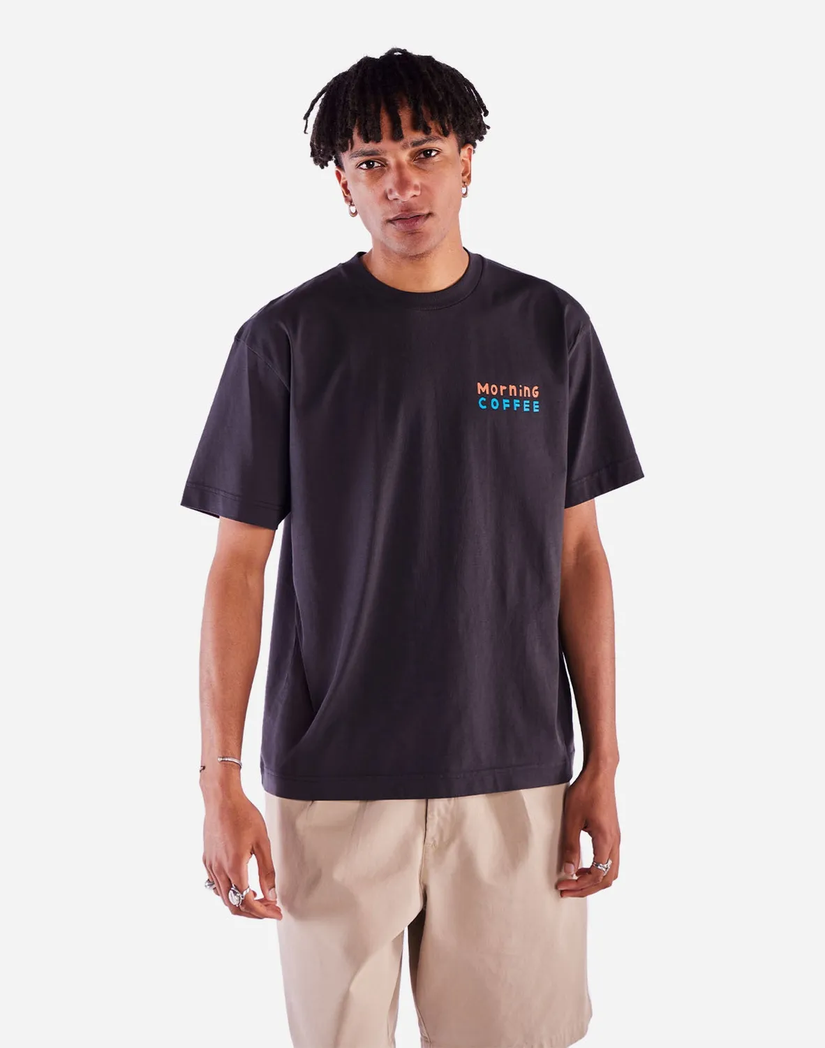 OLOW Morning Coffee t-shirt ample noir carbone