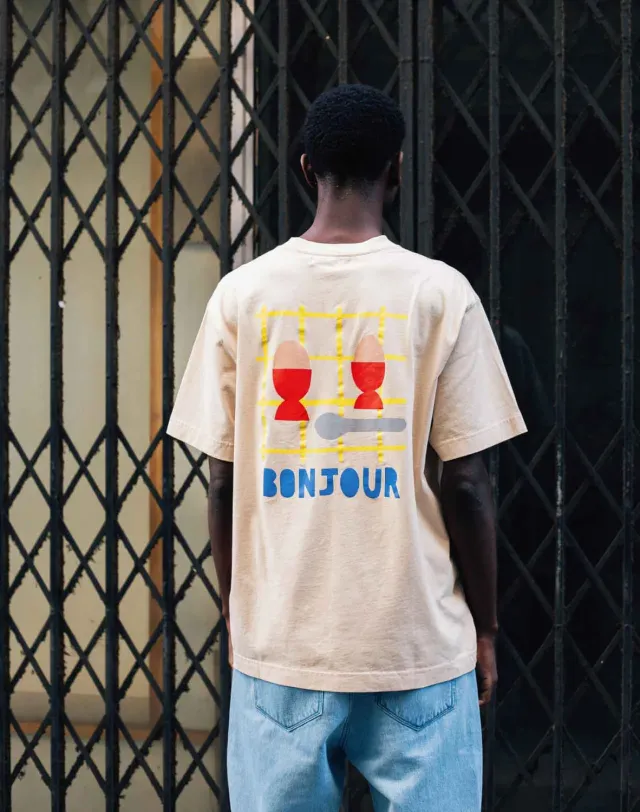 OLOW Bonjour t-shirt creme coupe loose imprime
