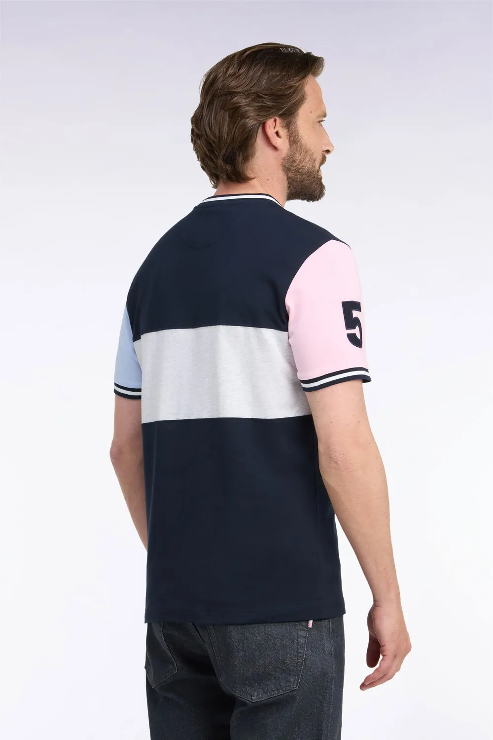 Eden Park t-shirt coton marine contrasté coupe droite