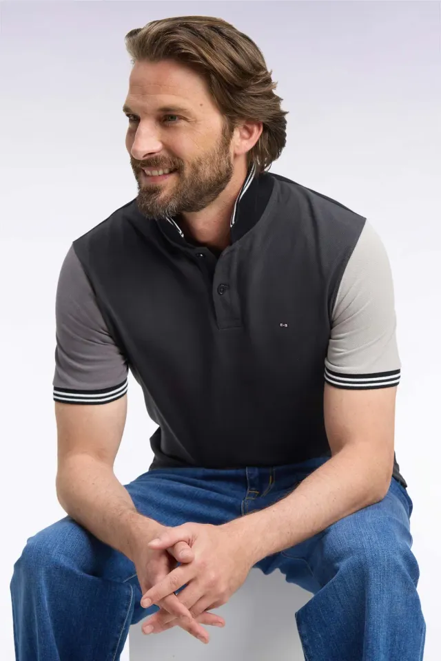 Eden Park polo homme coton gris tricolore coupe droite