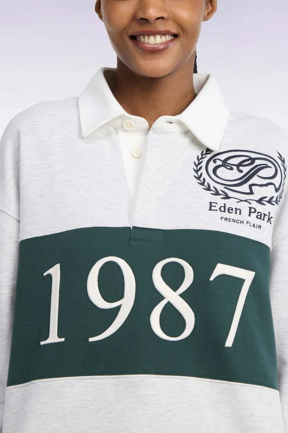 Eden Park Rugby Heritage sweatshirt gris chiné unisexe