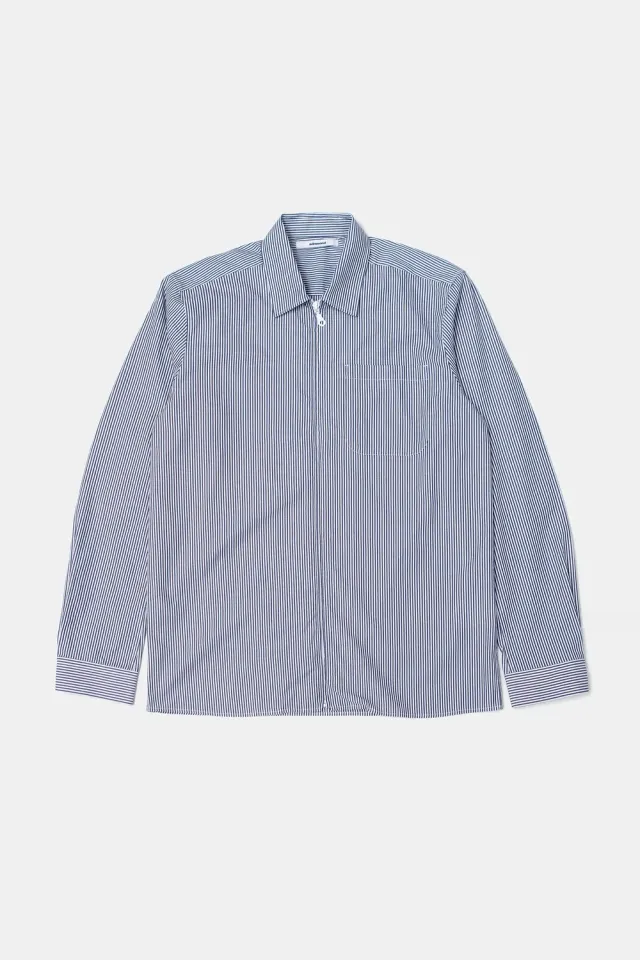 Edmmond Studios Tyne chemise marine rayée zip popeline