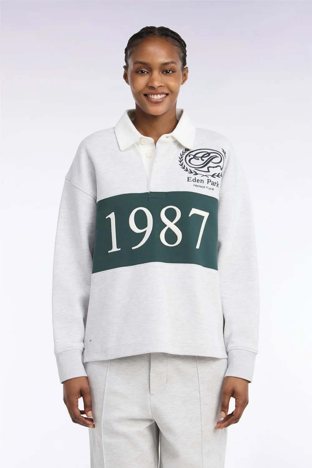 Eden Park Rugby Heritage sweatshirt gris chiné unisexe
