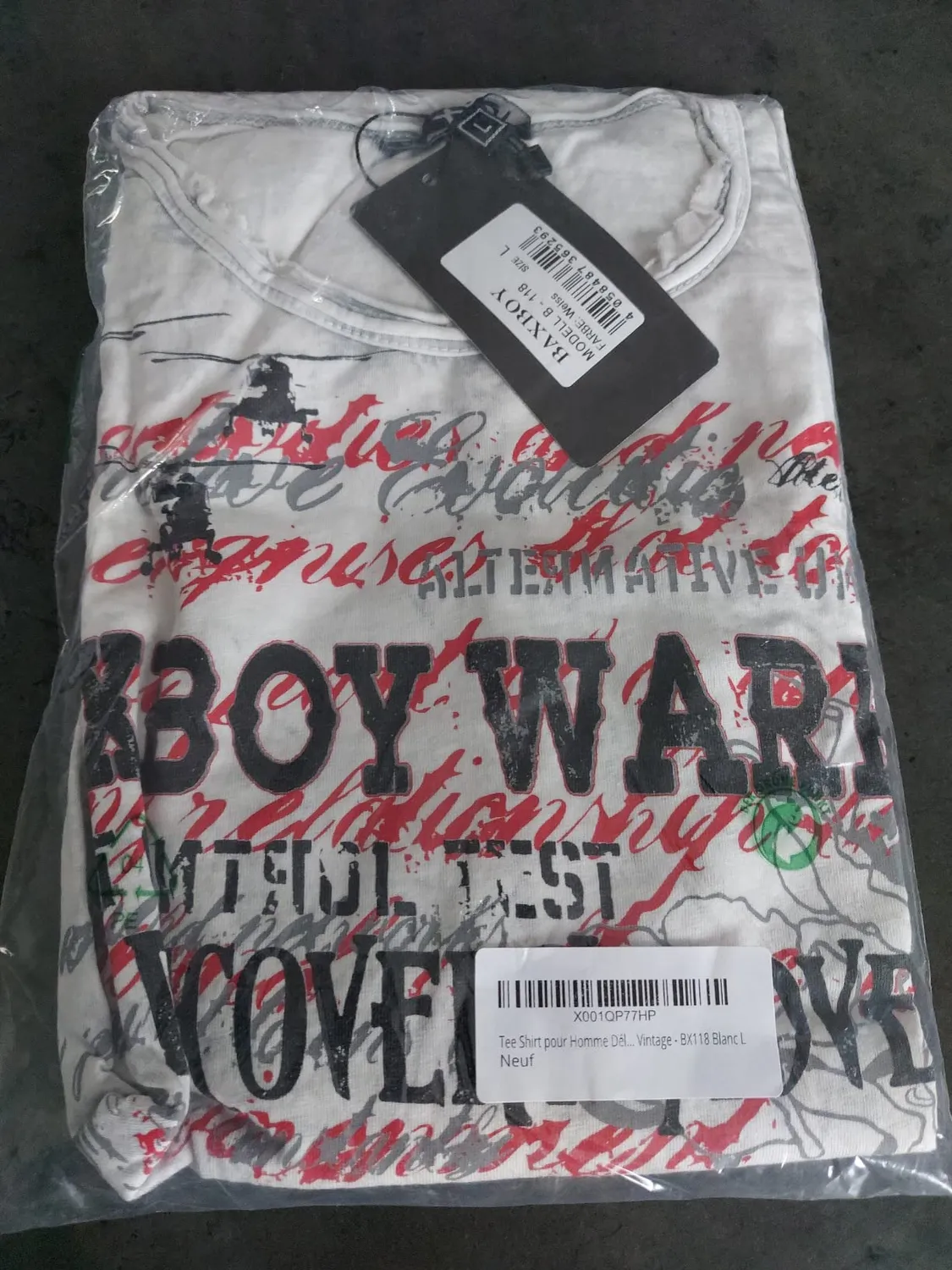 Subliminal Mode BX118 t-shirt homme blanc coton délavé