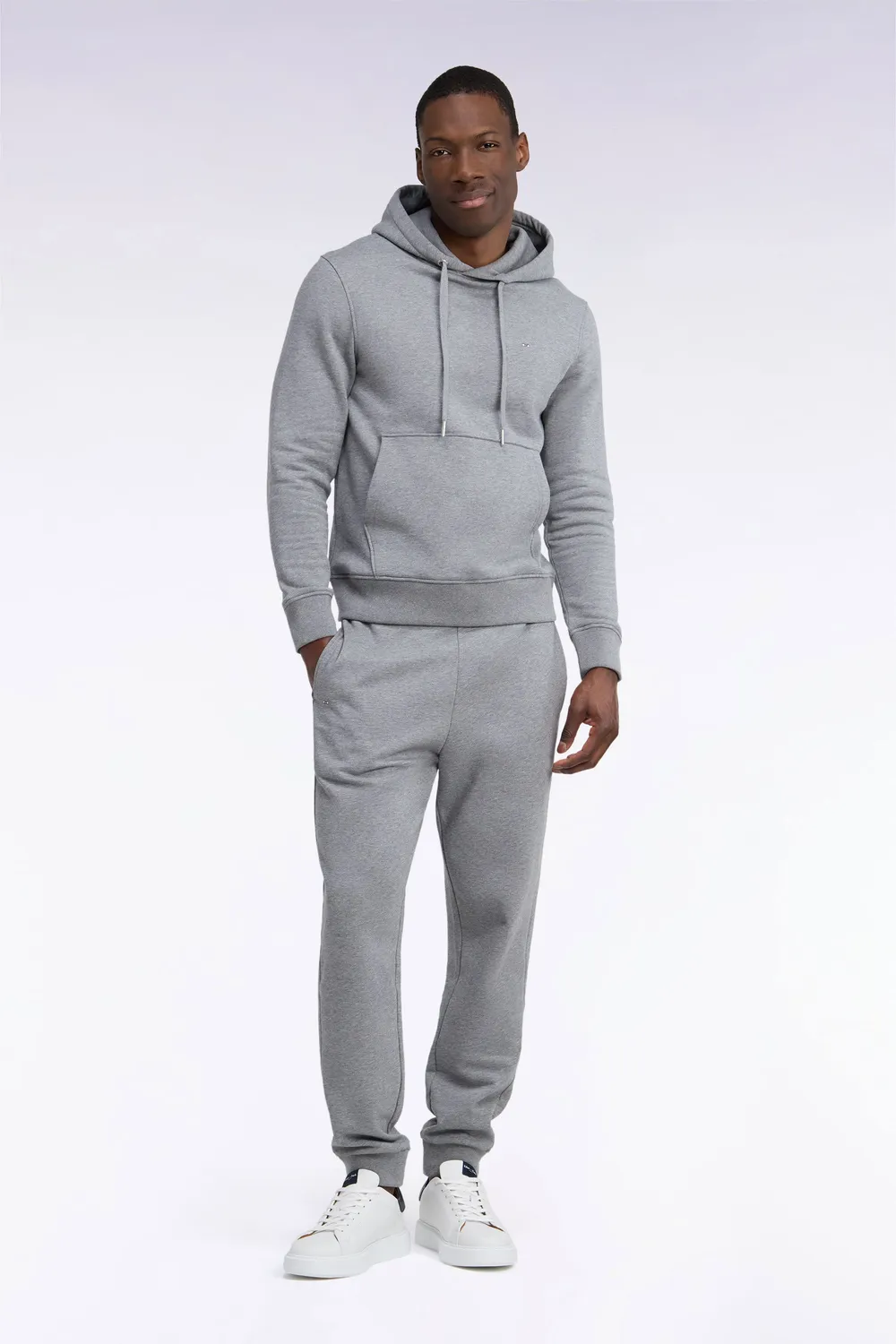 Eden Park Jogging Molleton Coton Gris Uni Droit Homme