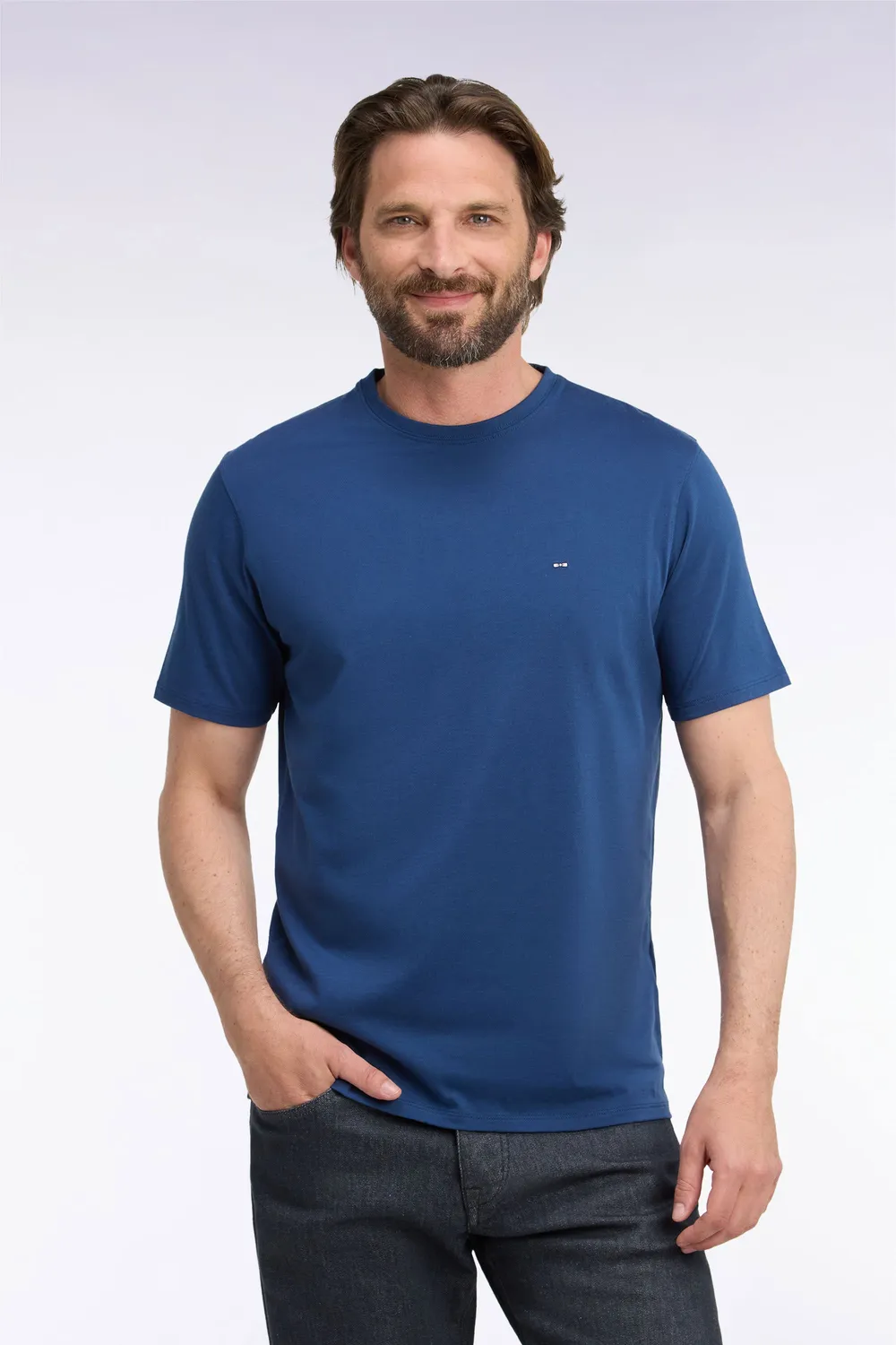Eden Park t-shirt col rond coton marine coupe droite
