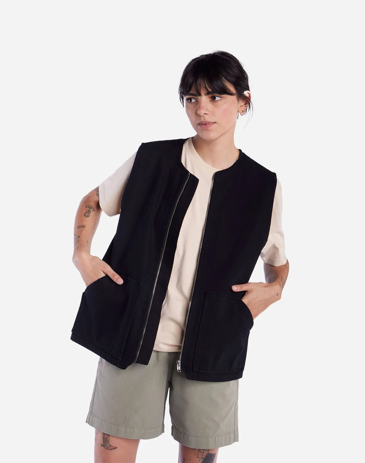 OLOW Tapiya veste sans manches denim noir bio