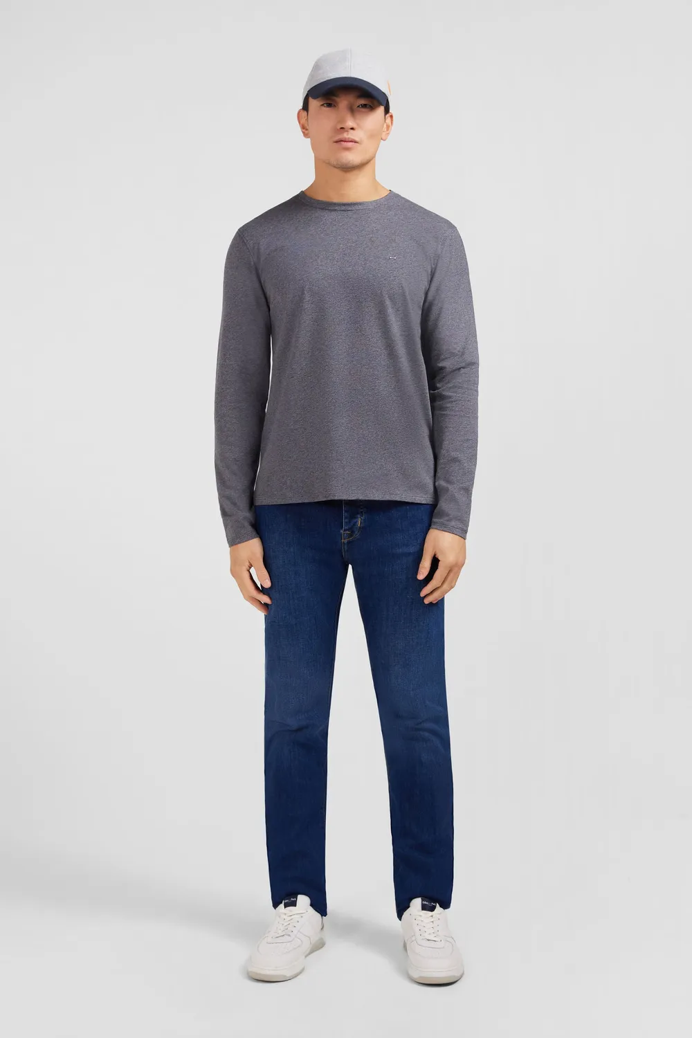 Eden Park t-shirt manches longues gris coton Pima col rond