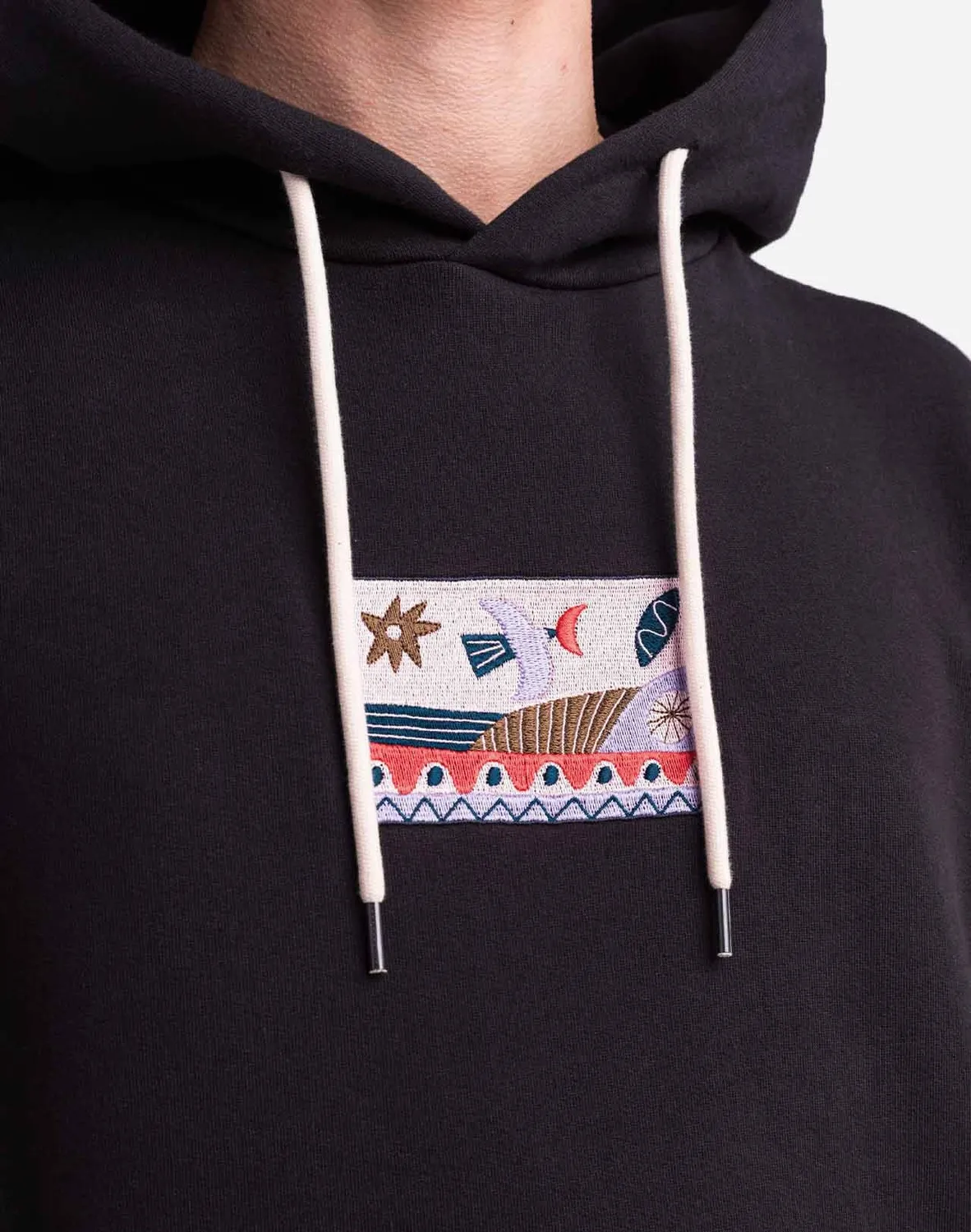 Olow Hood Hoodie noir carbone brodé molleton