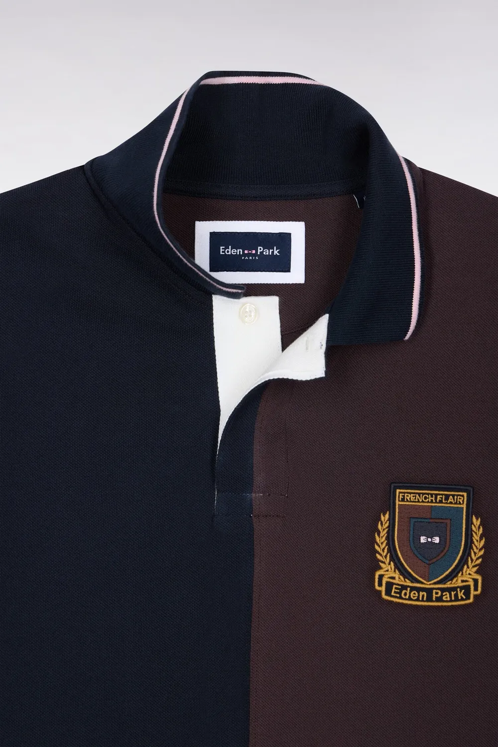 Eden Park polo homme coton marron marine coupe droite M
