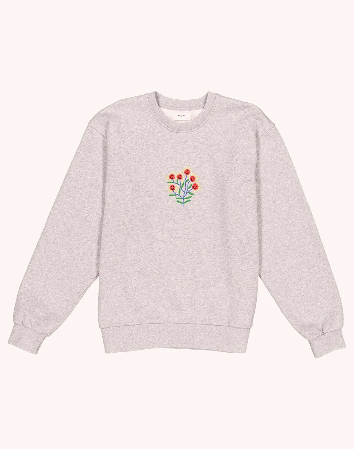 Olow Happy Flower sweat gris chiné coton bio