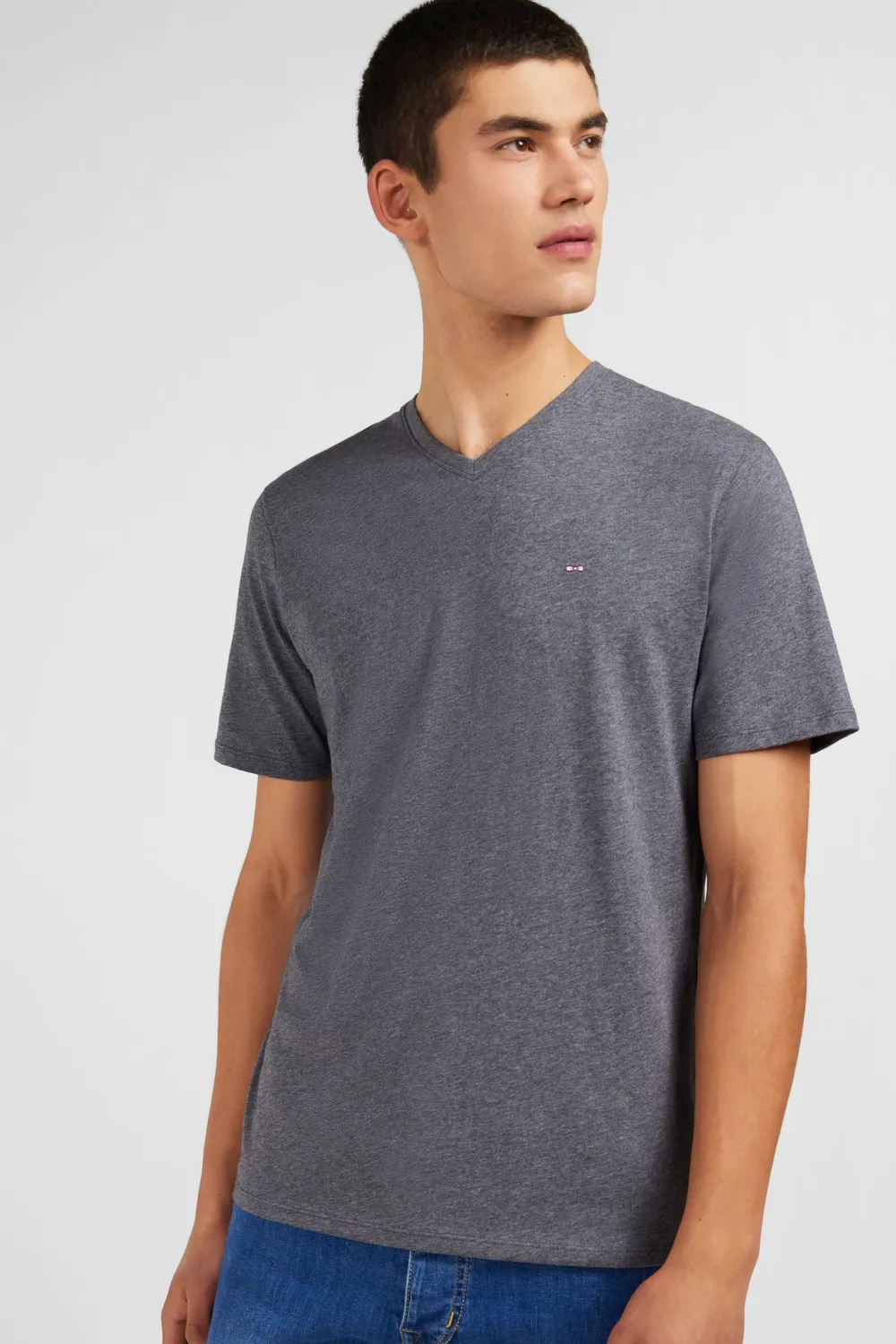 Eden Park t-shirt homme gris col V coton Pima manches courtes