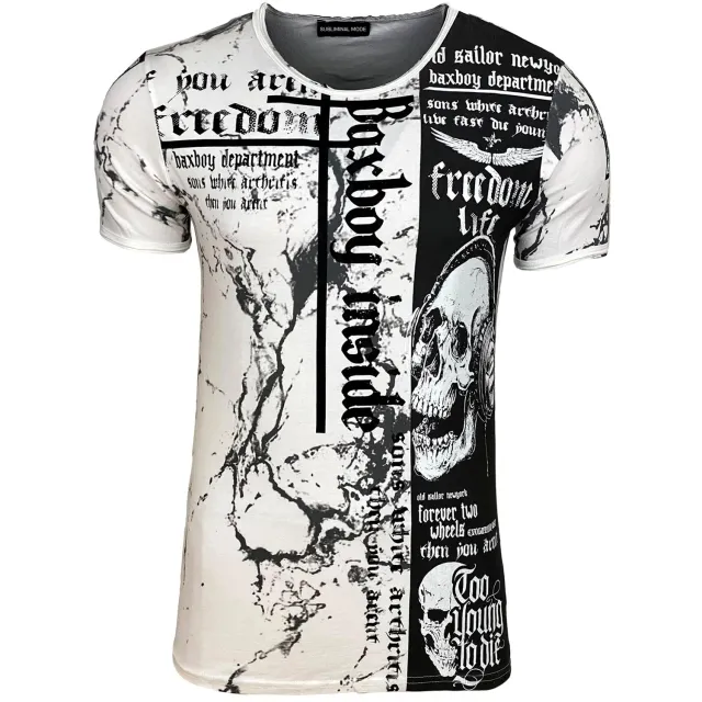Subliminal Mode BX116 t-shirt homme délavé tête de mort