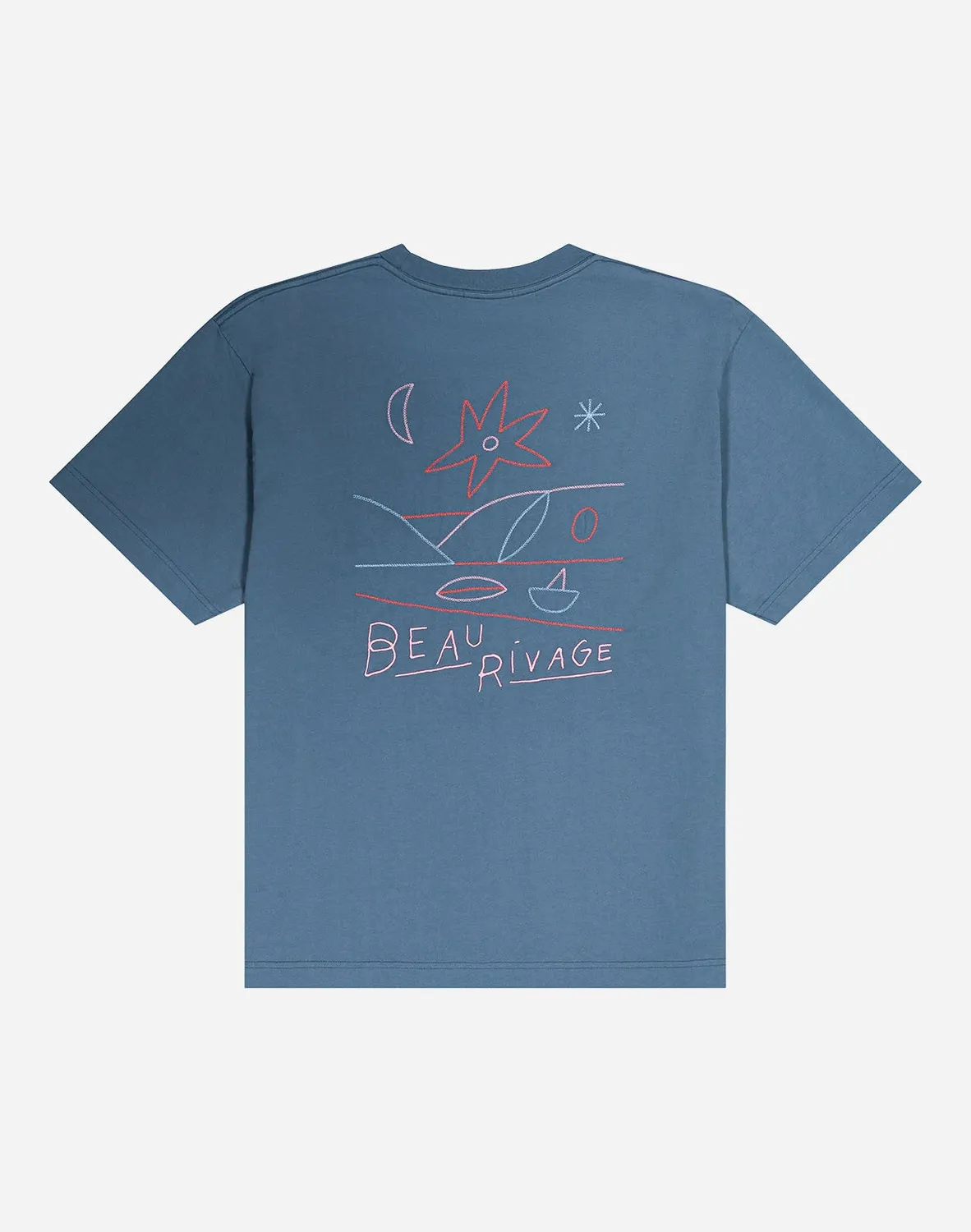 OLOW Rivage t-shirt ample bleu acier coton bio