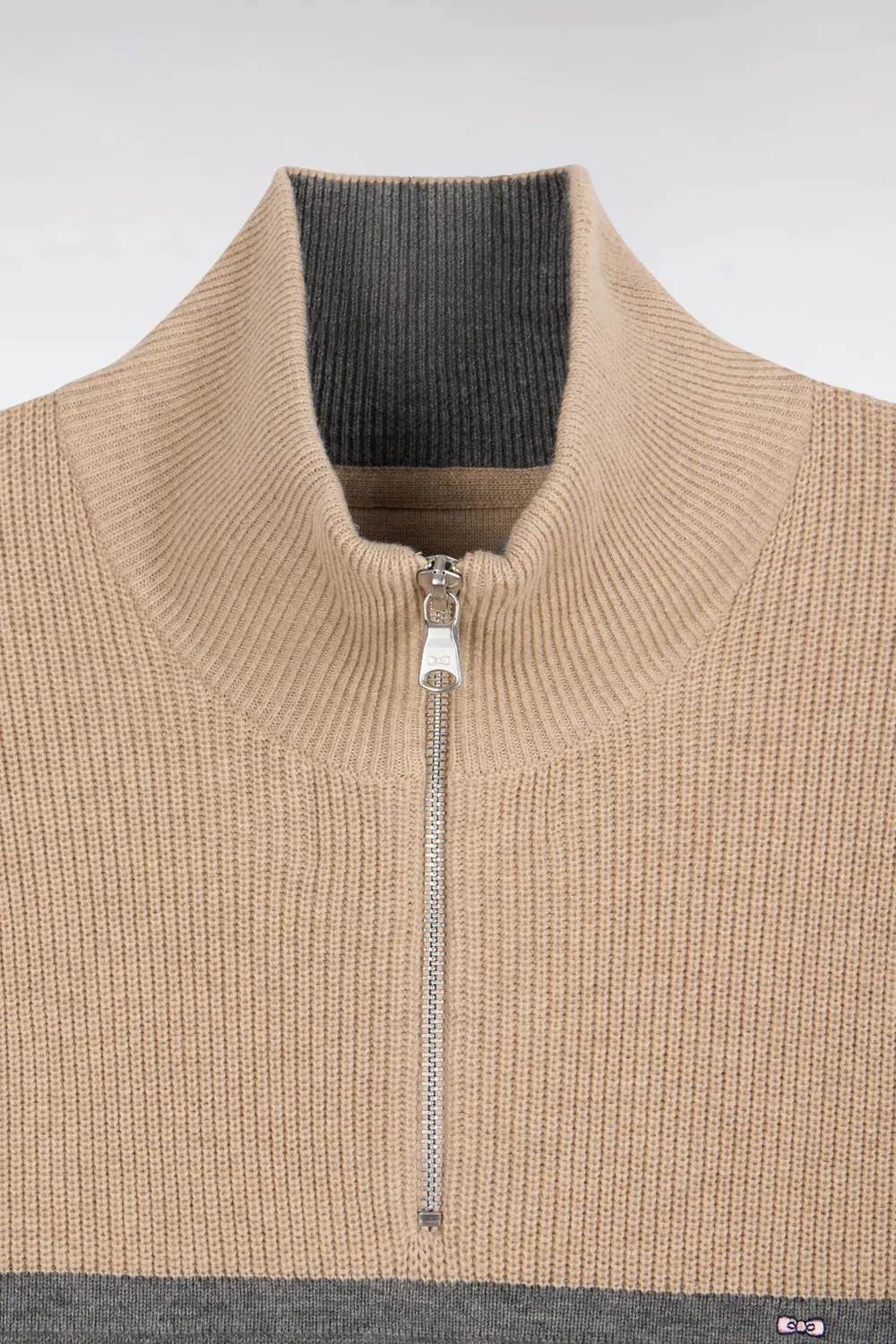 Eden Park pull col camionneur beige gris laine coton